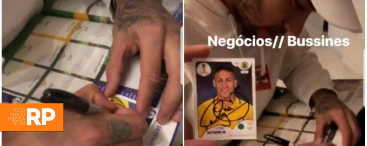 ação da panini e bruna marquezine com figurinhas do neymar jr
